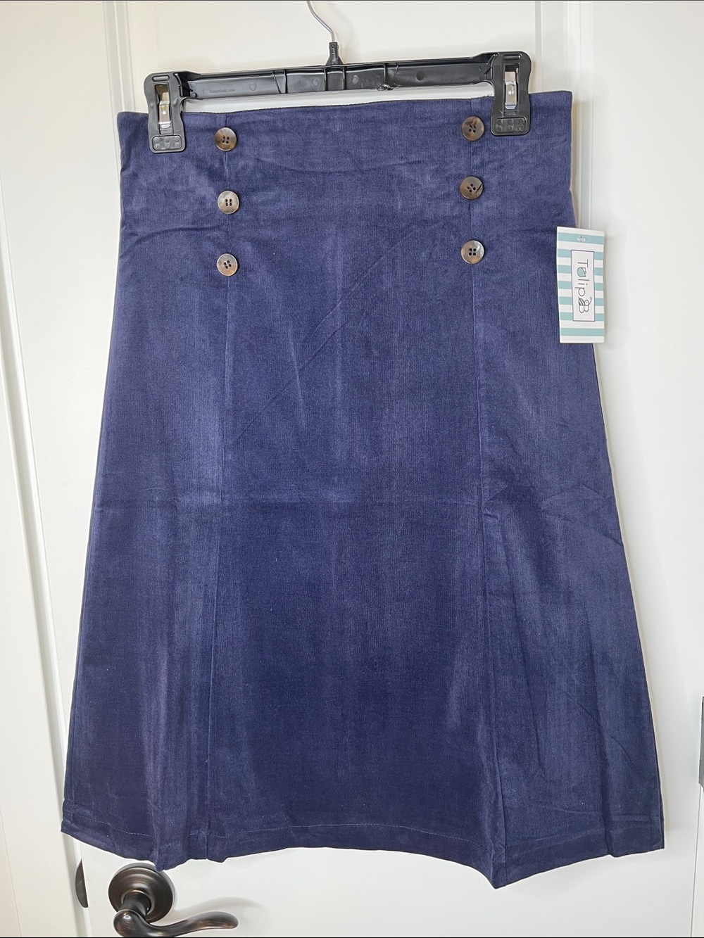 Talbots Navy A-Line Button-Front Skirt